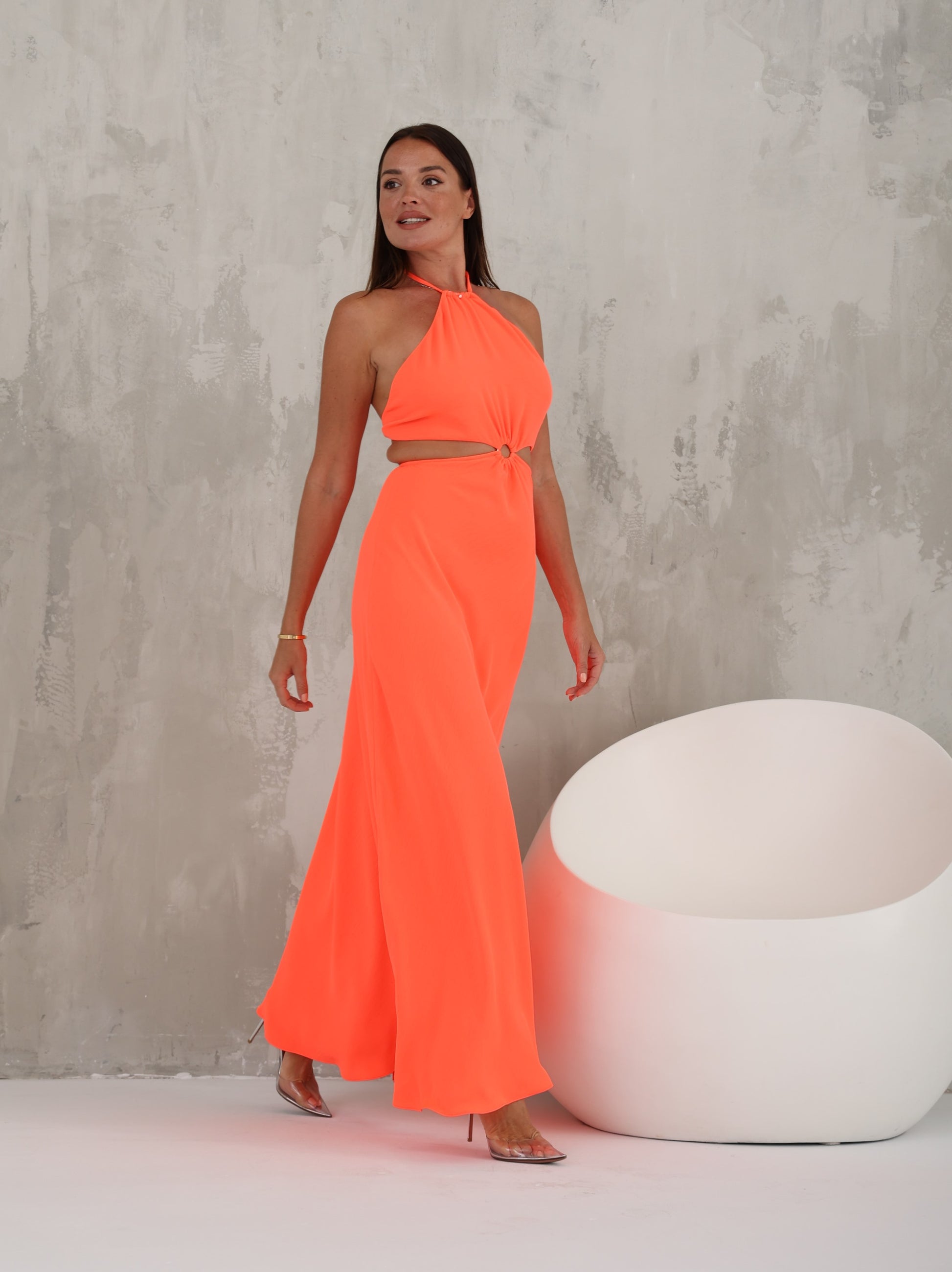 Backless Neon Maxi Dress - Backaless