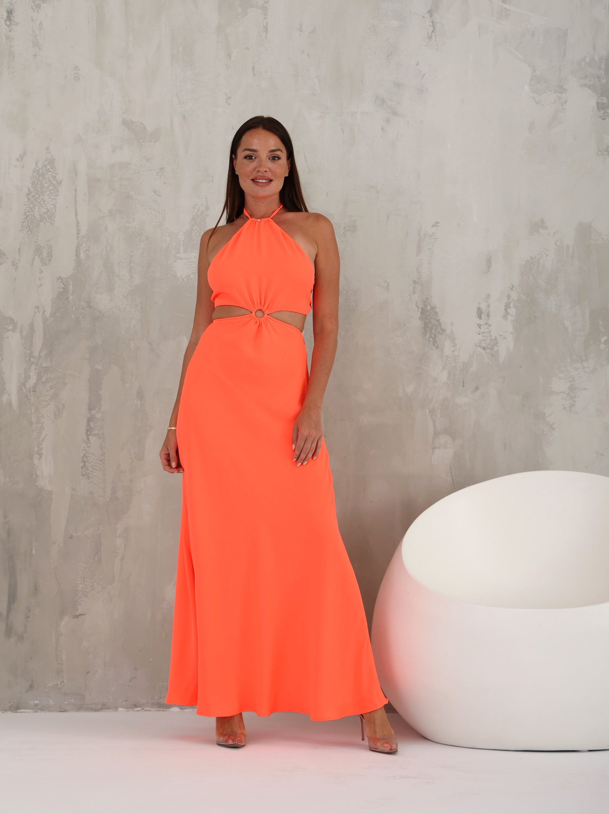 Backless Neon Maxi Dress - Backaless