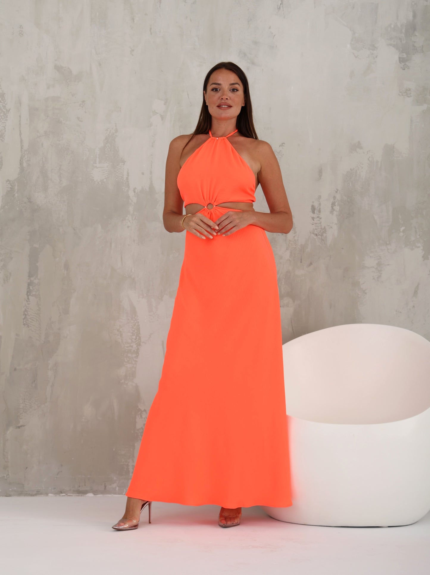 Backless Neon Maxi Dress - Backaless