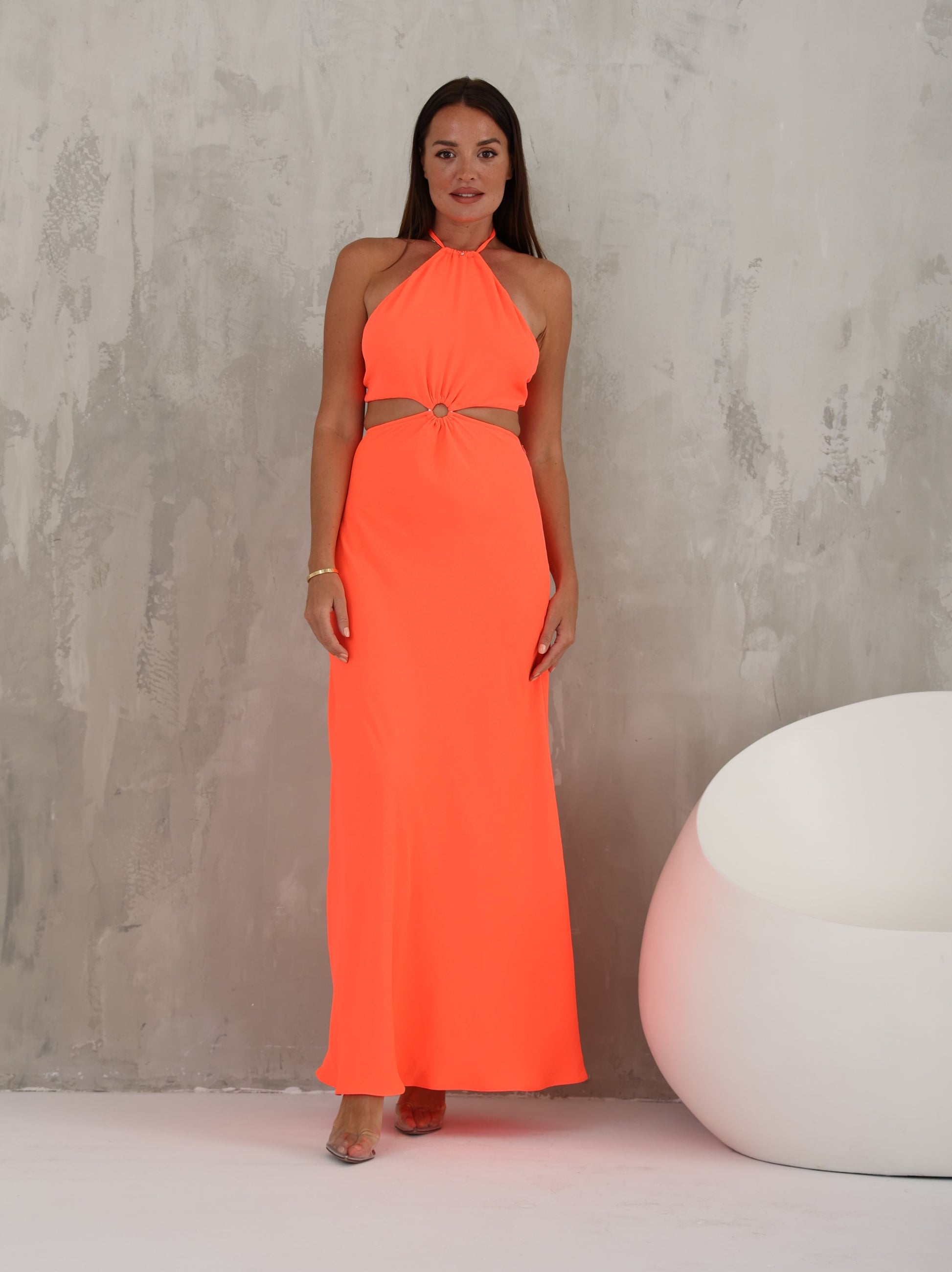 Backless Neon Maxi Dress - Backaless