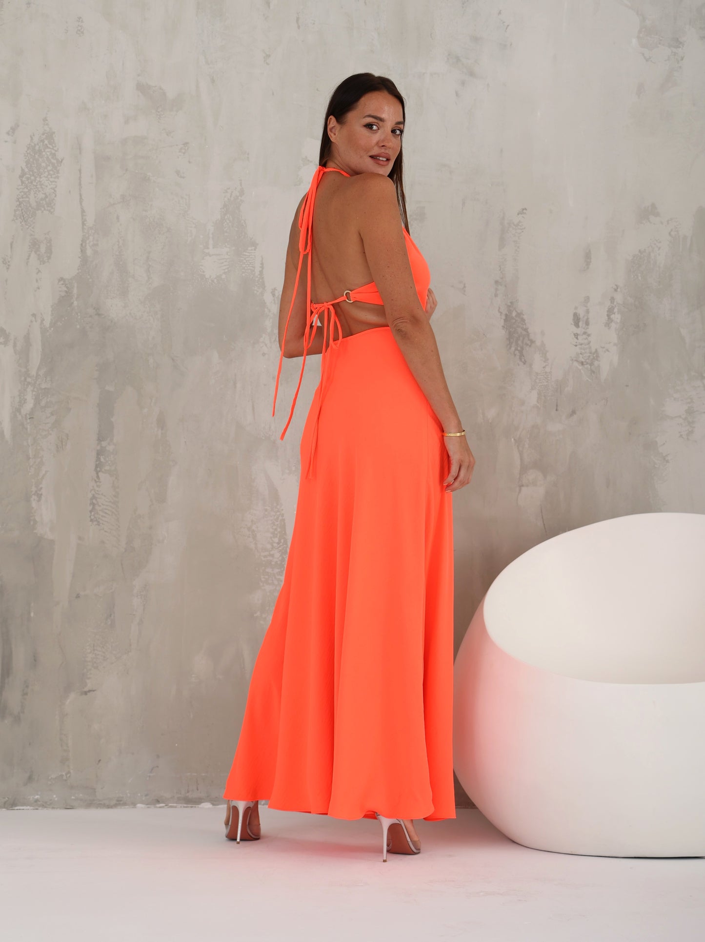 Backless Neon Maxi Dress - Backaless