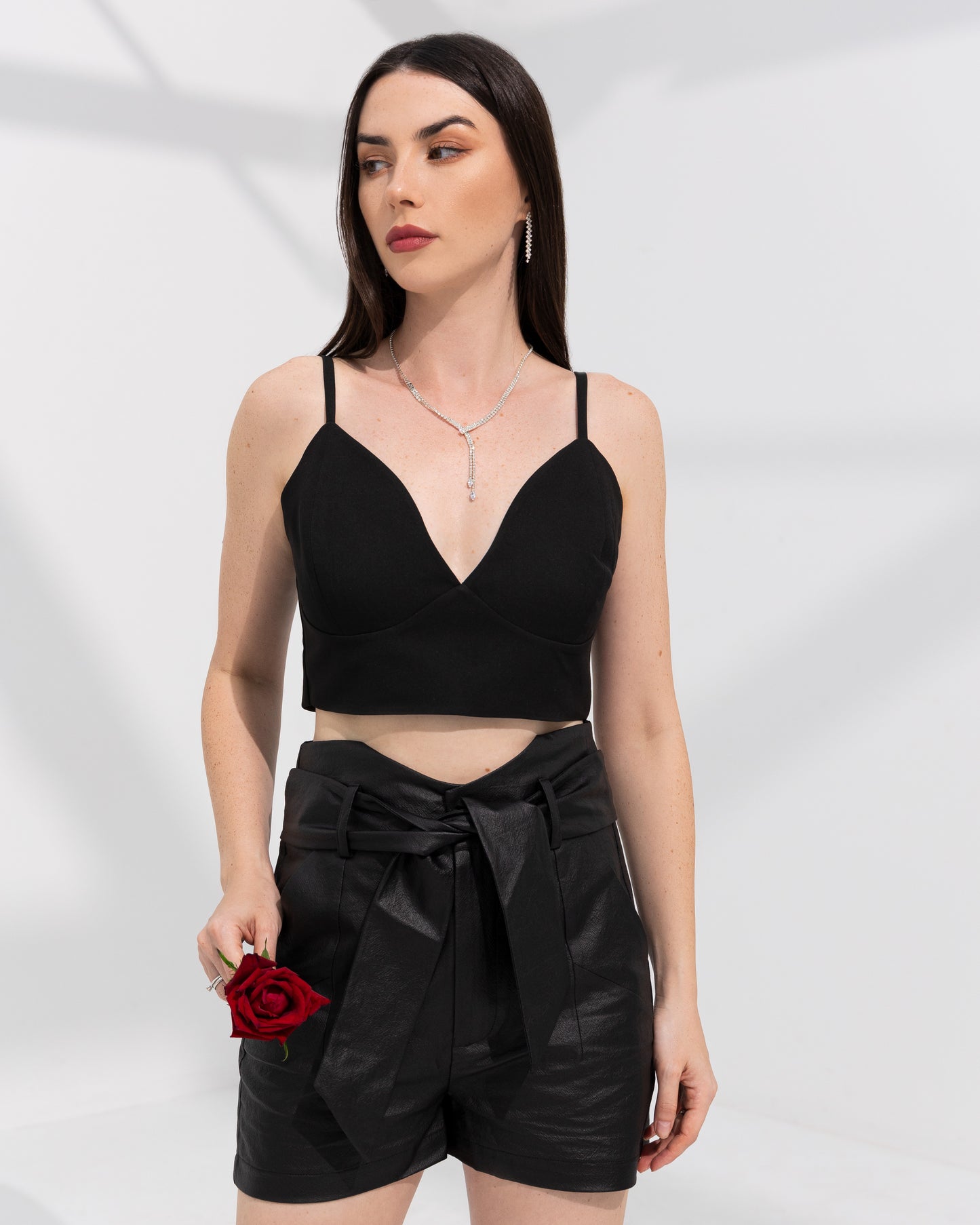 Leather Luxe Paper Bag Waist Shorts