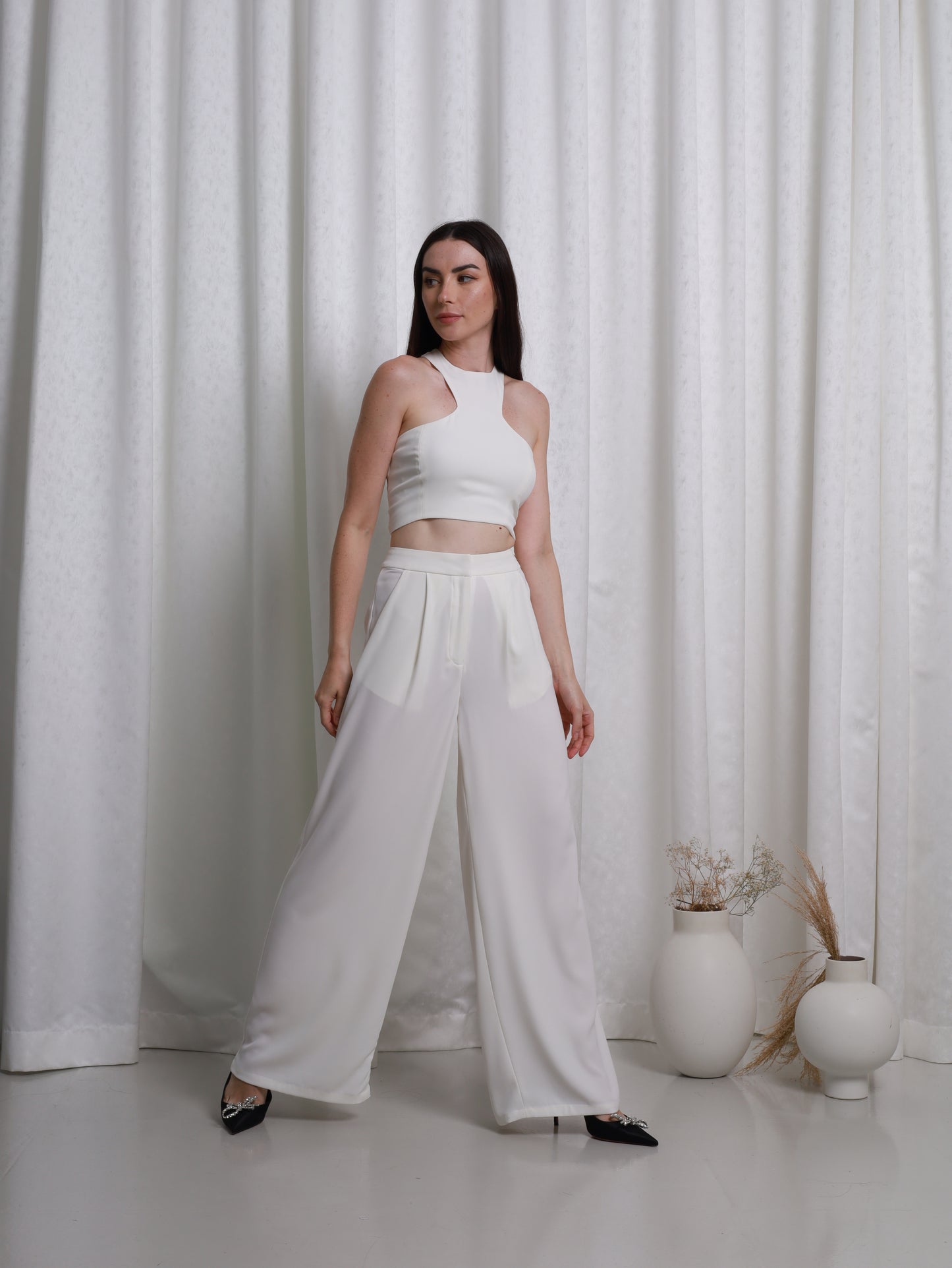 White Crop top- Co-ord