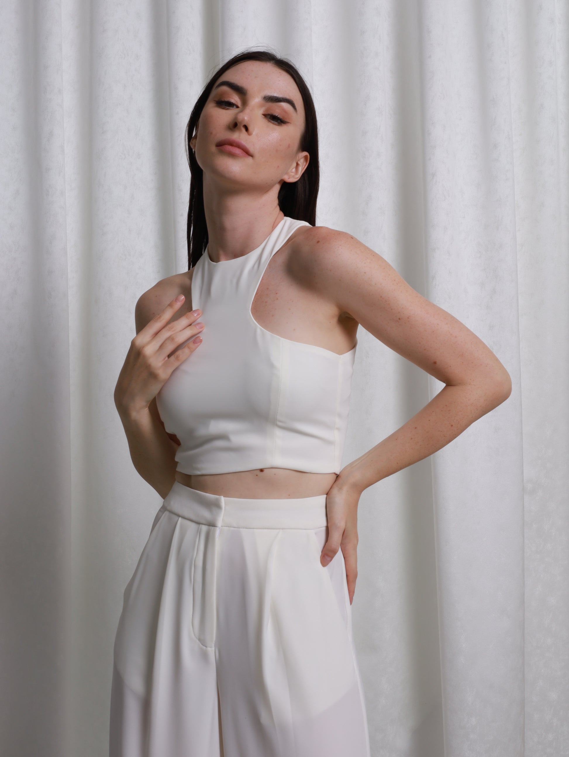 White Crop top- Co-ord