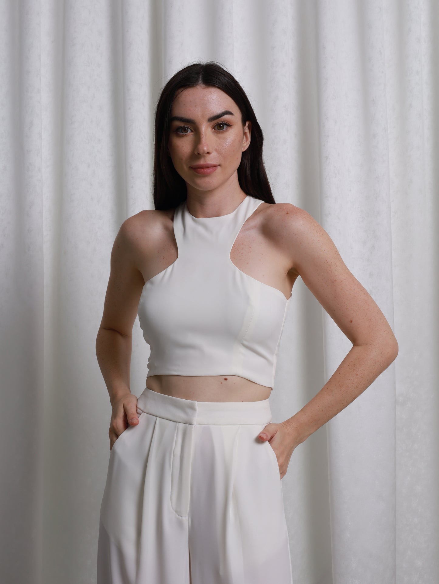 White Crop top- Co-ord