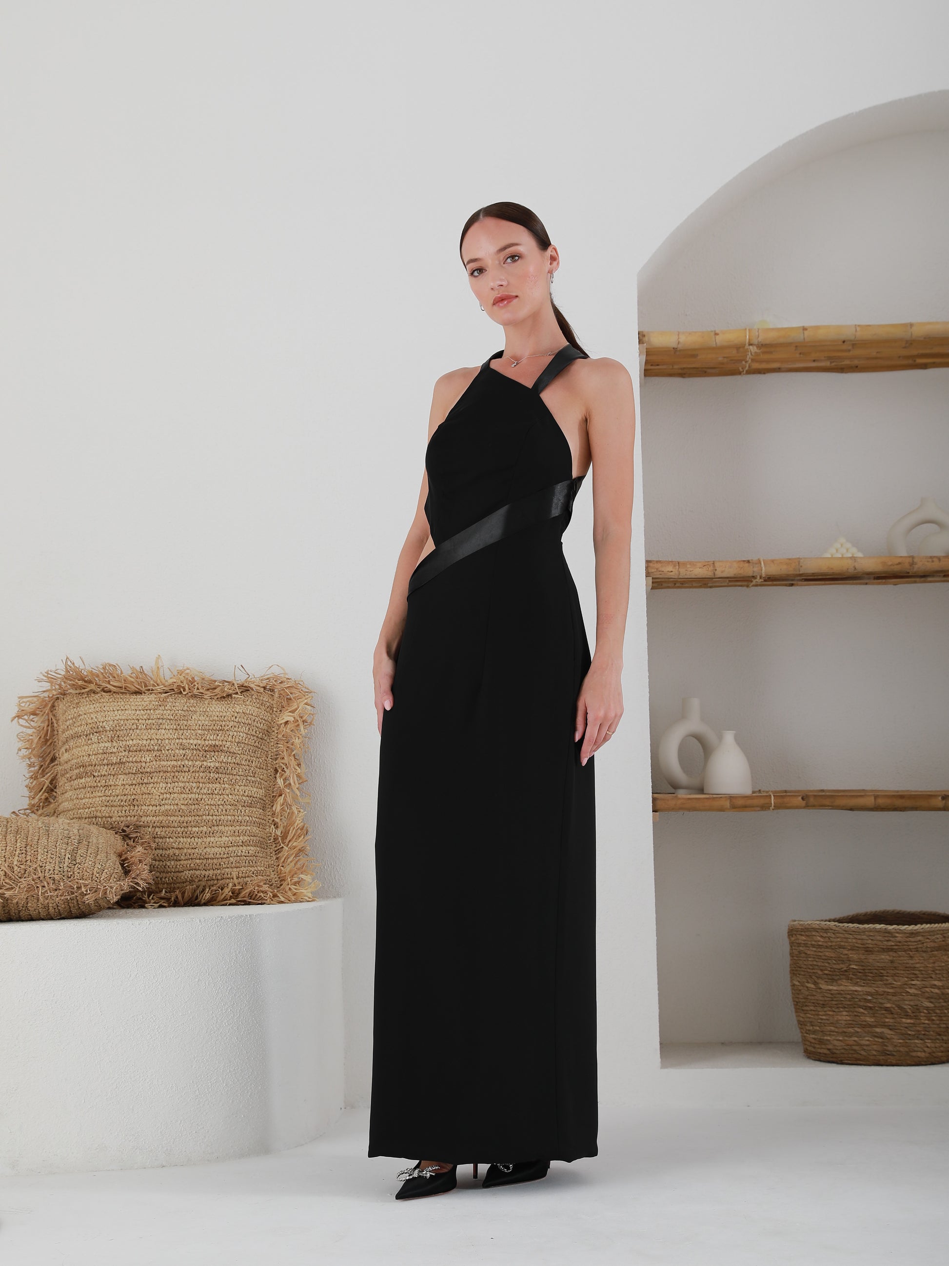 Maxi Black Dress - Backless