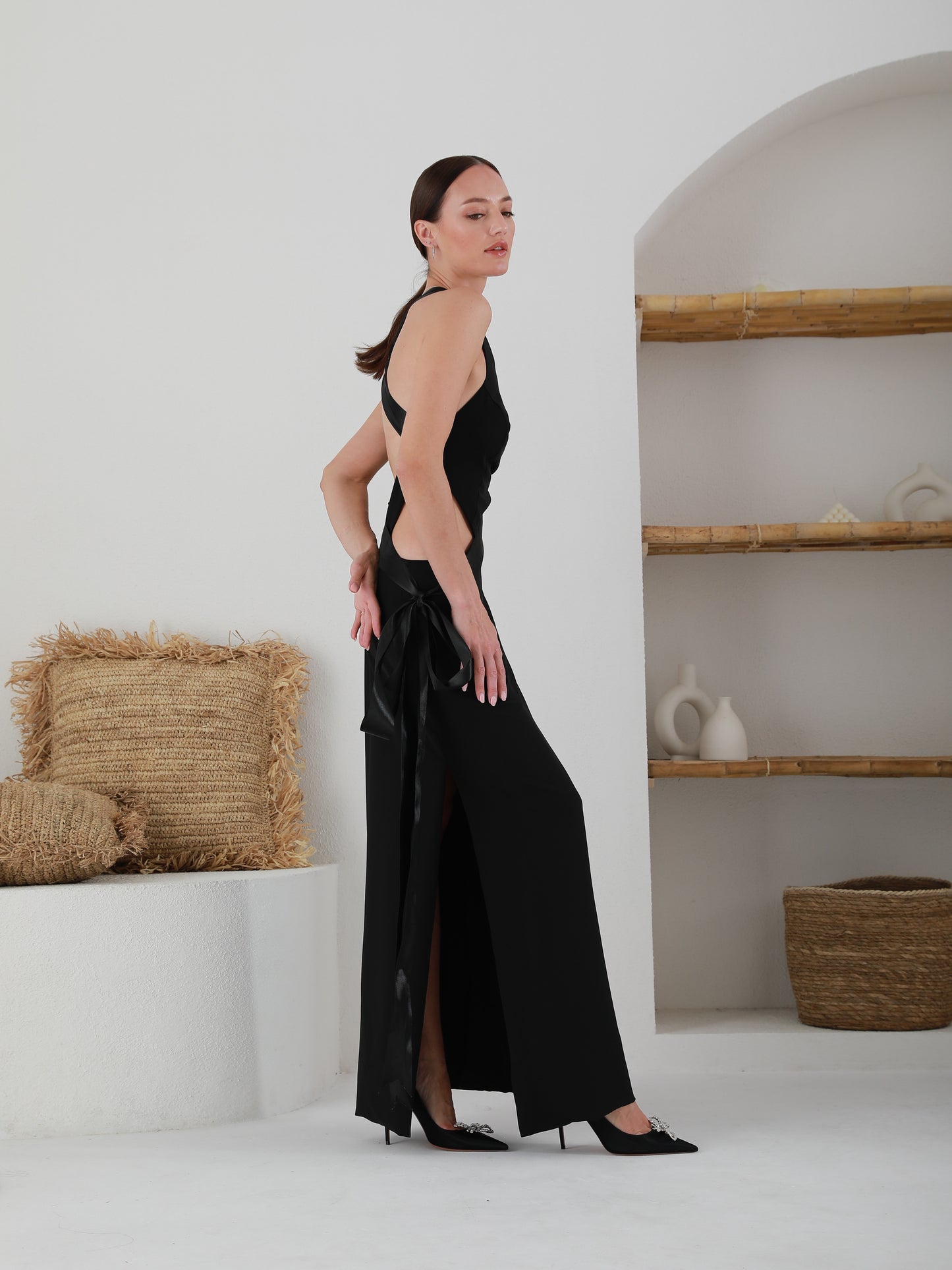 Maxi Black Dress - Backless