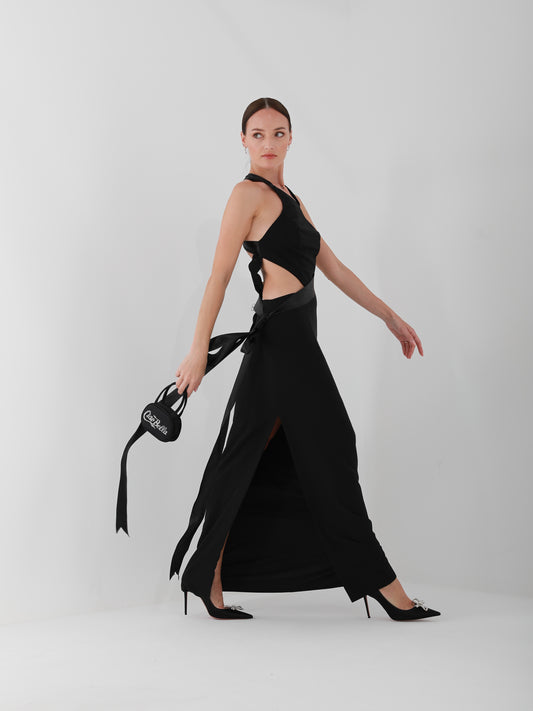 Maxi Black Dress - Backless