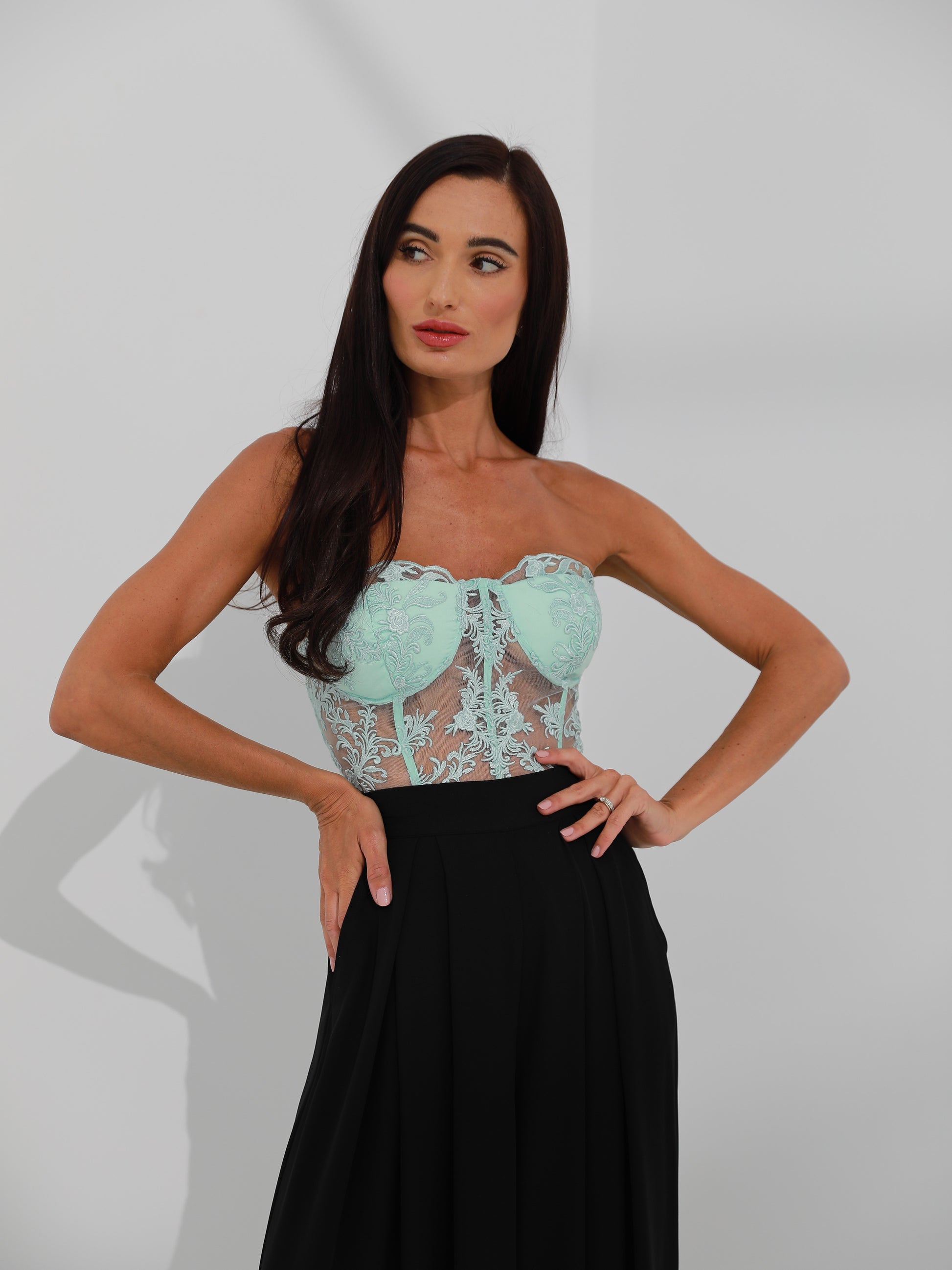 Laced up Corset - Turquoise