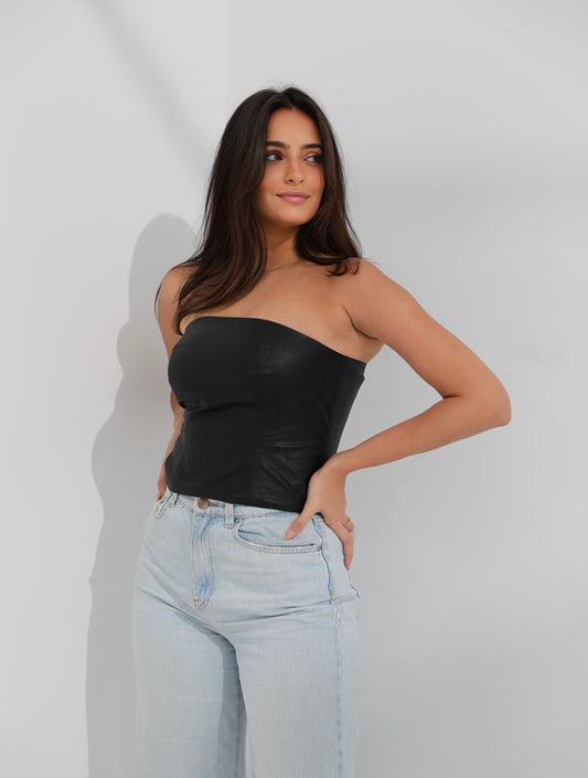 Black Tube learher Top